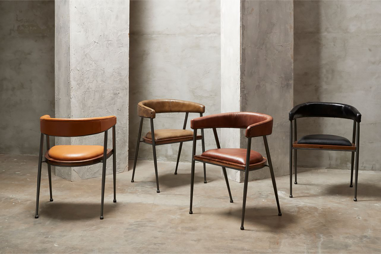 Krzesło 'London' - Patyna Brązowa/Skóra