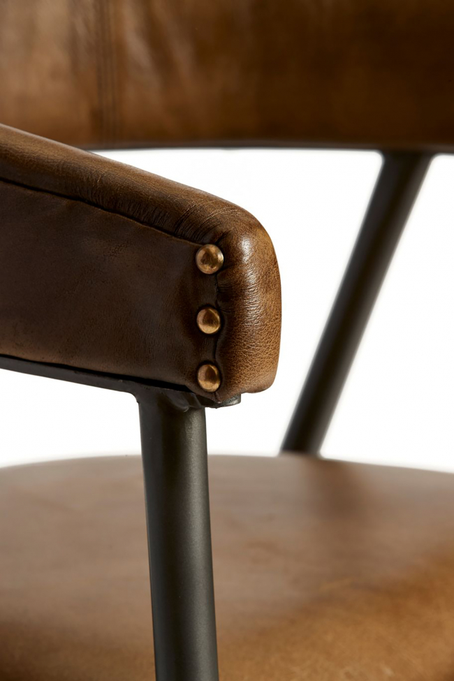 Krzesło 'London' - Patyna Brązowa/Skóra