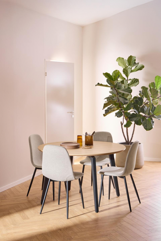 Stół 'Cadiz' Okrągły 120x75cm - Naturalny/Czarny