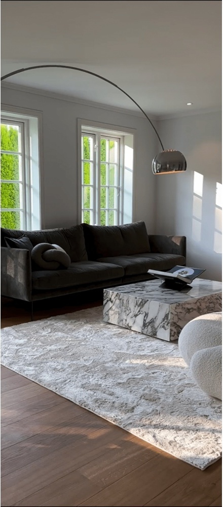 Rundt teppe 'Aranga Super Soft' - Beige