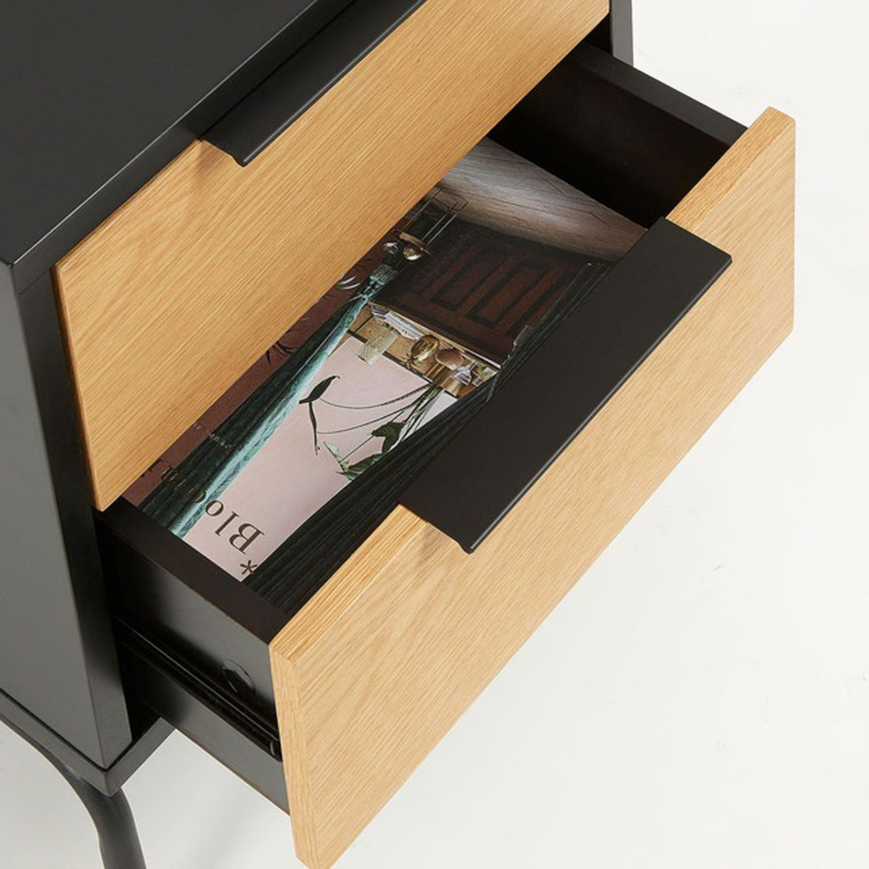 Stolik nocny 'Koln' - Dąb/Czarny