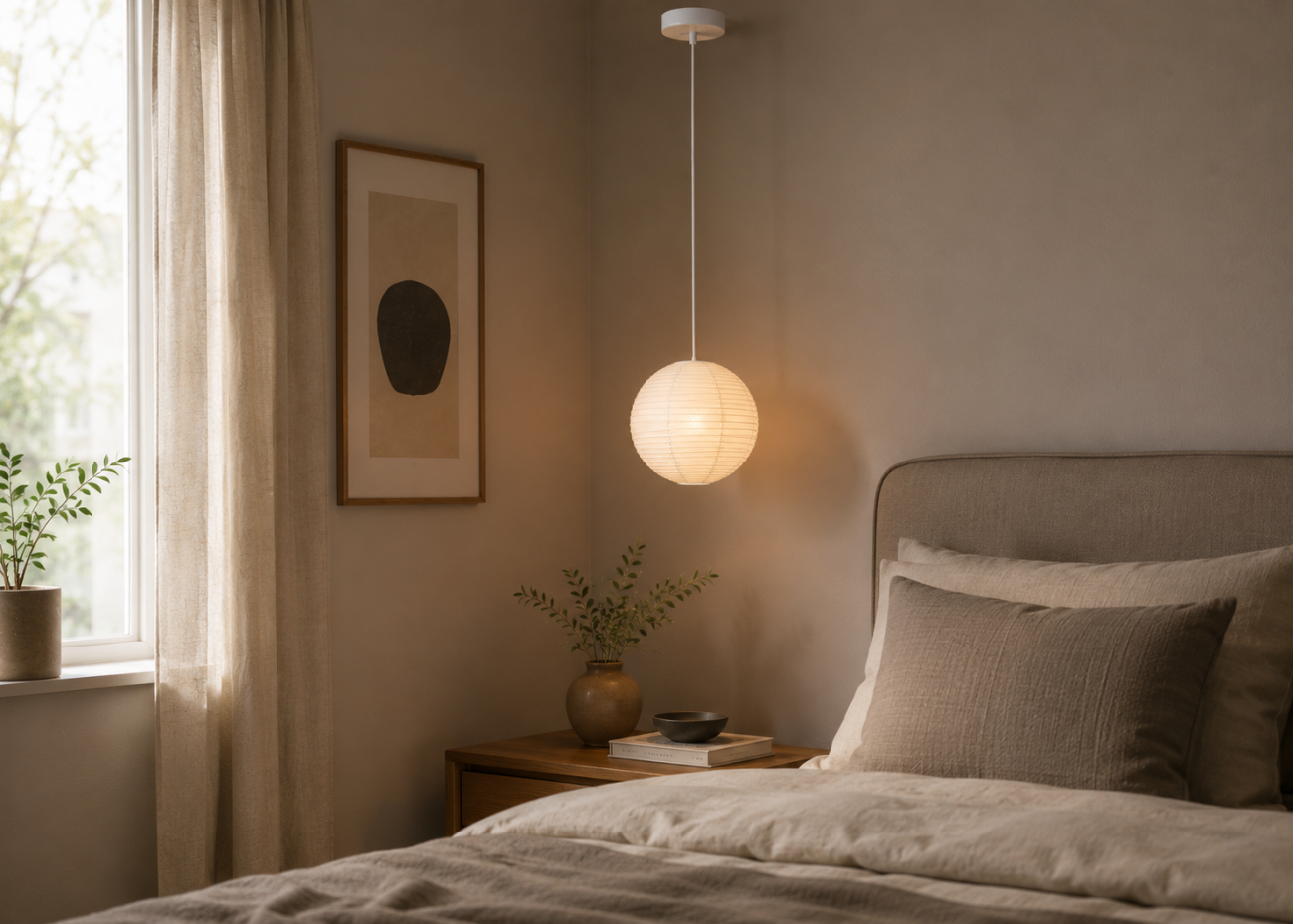 Lampa ryżowa 'Lycka' - Biała 30cm