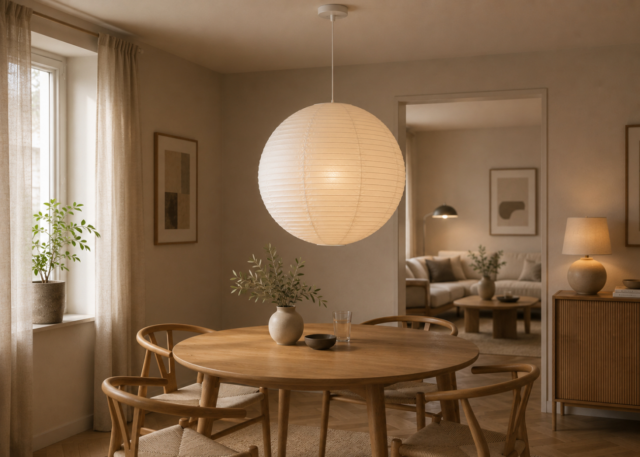 Lampa ryżowa 'Lycka' - Biała 50cm