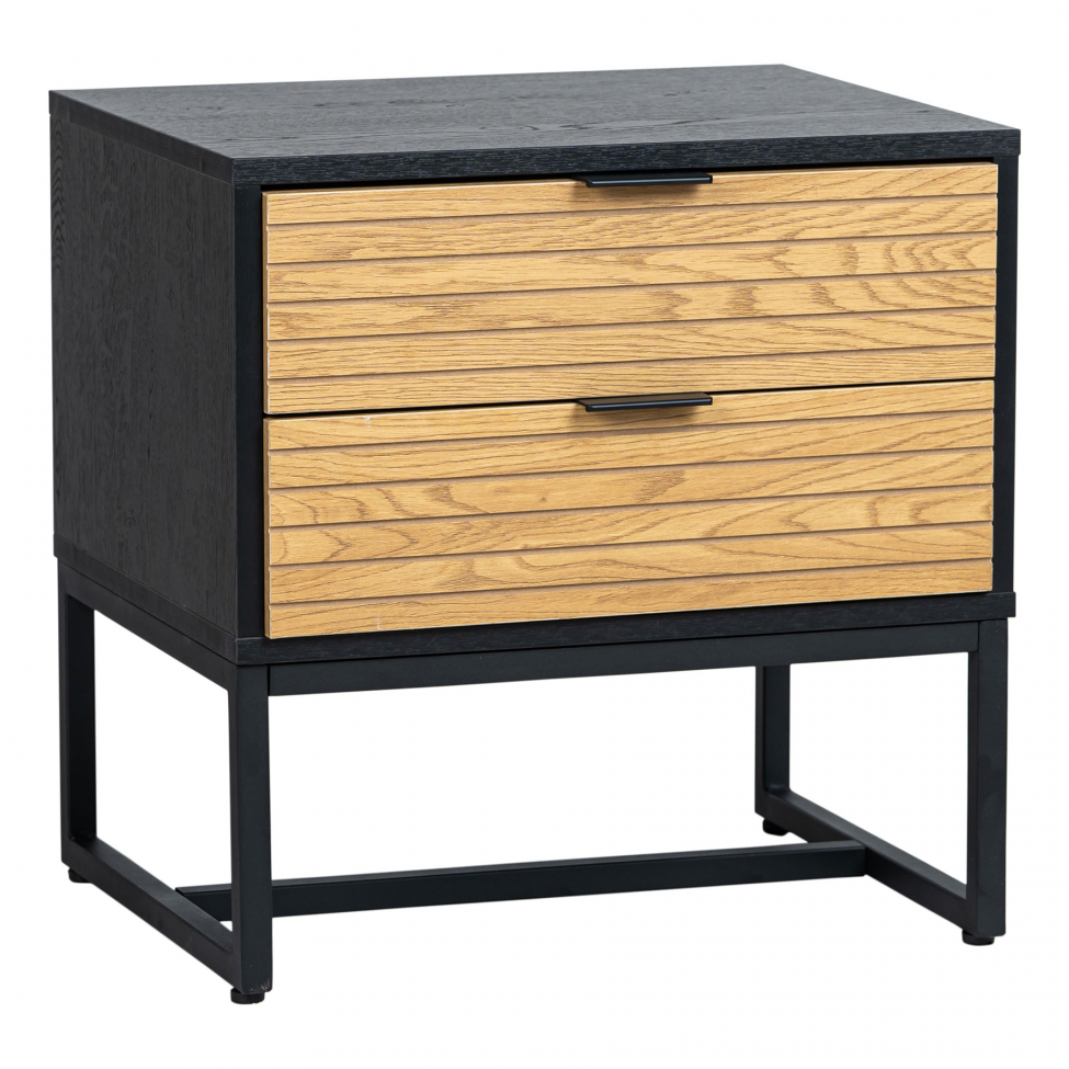 Stolik nocny 'Line' - Dąb/Czarny