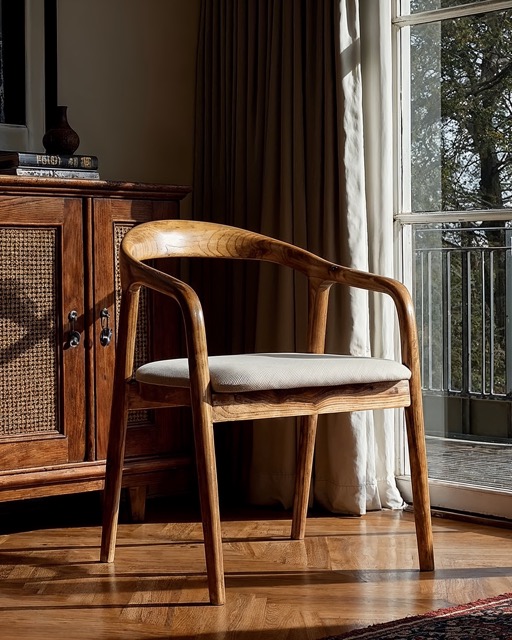 Krzesło z podłokietnikami 'Aspa' - Naturalne/beżowe