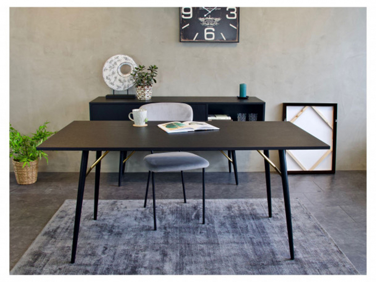 Stół 'Lux' 160x90cm - Czarny/Mosiądz