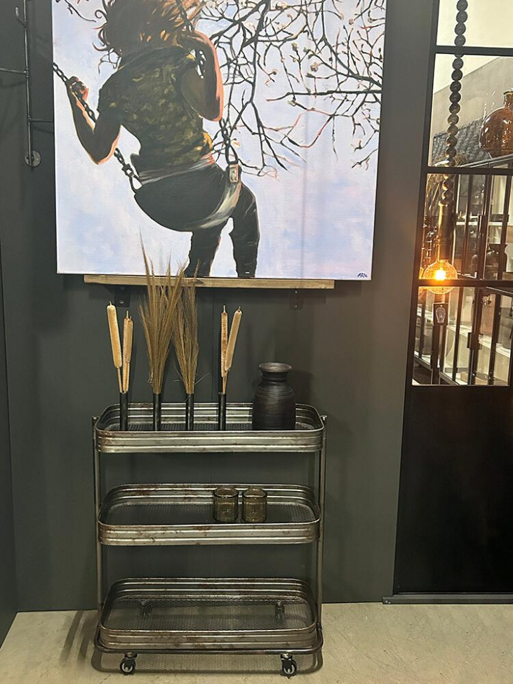 Stolik na kółkach 'Vega' - Żelazo/Przezroczysty lakier