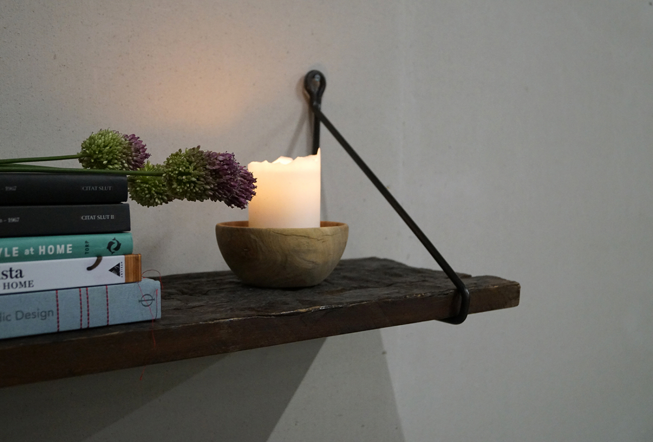 Półka 'Adel' Vintage - Drewno/Mosiądz