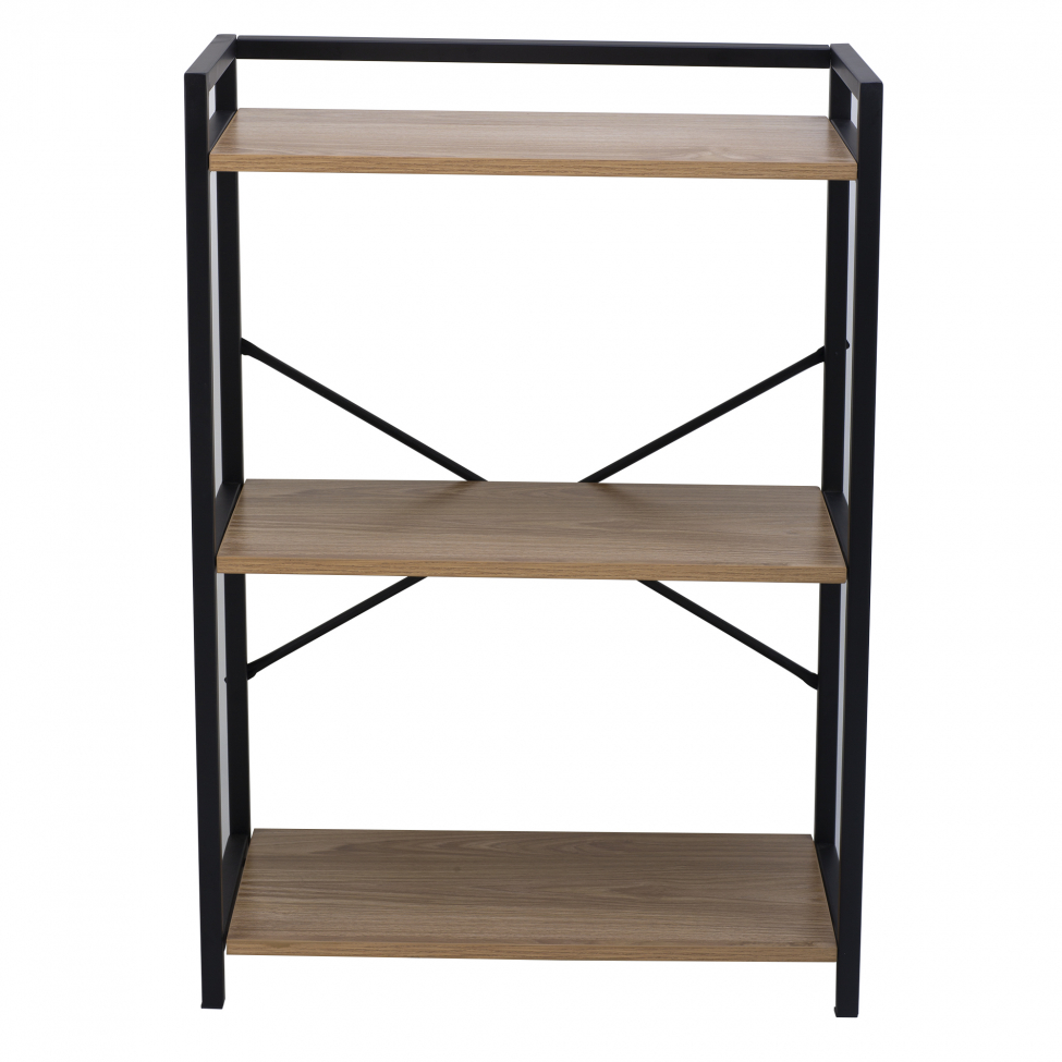 Półka 'Tre' - Czarna/Drewno
