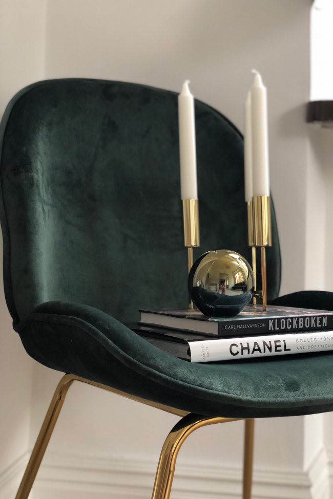 Krzesło 'Lux' - Zielone/Mosiężne