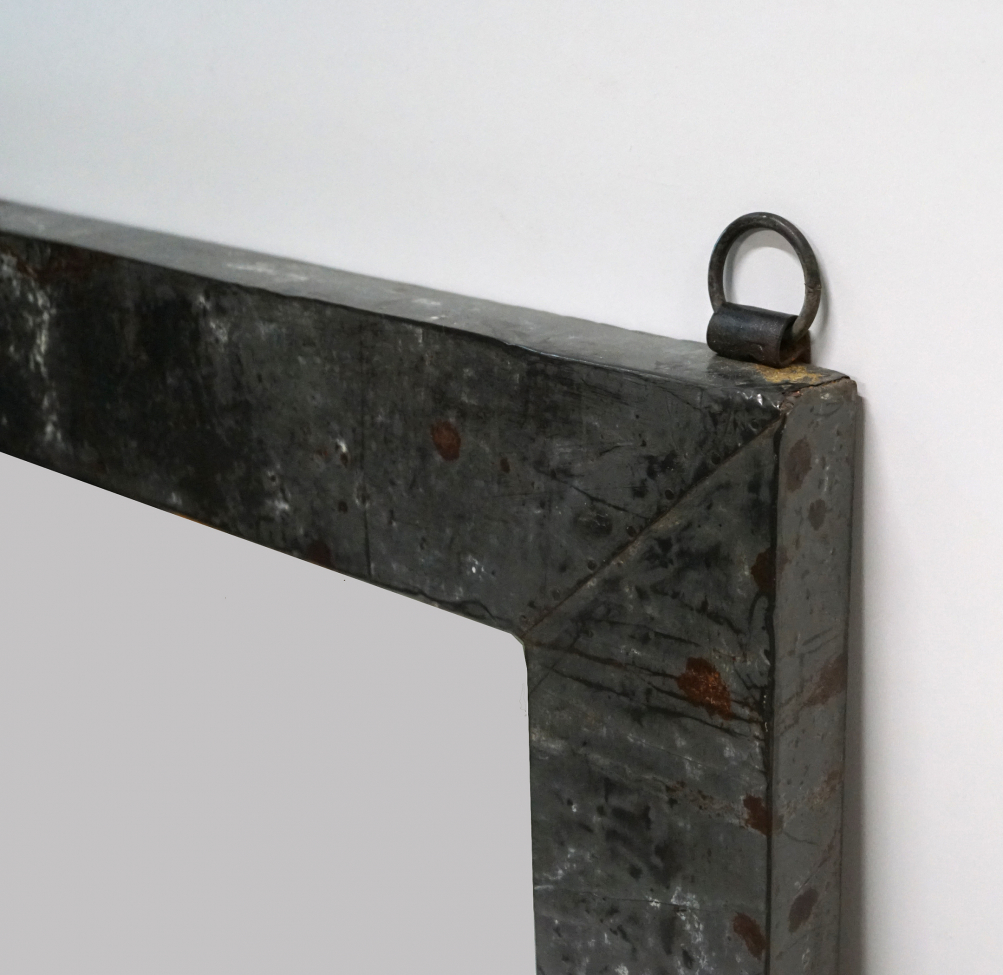 Lustro z ramą żelazną Vintage - Szare