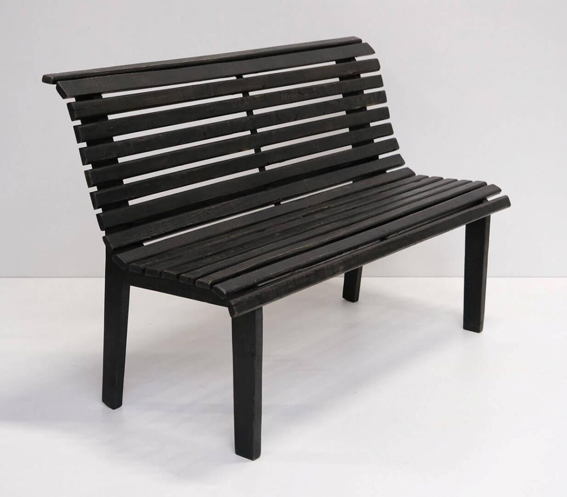 Ławka z listwami Vintage - Czarna