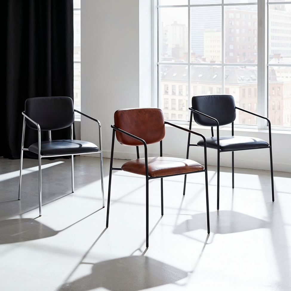 Fotel z podłokietnikami 'Ebba' - Czarny/Srebrny