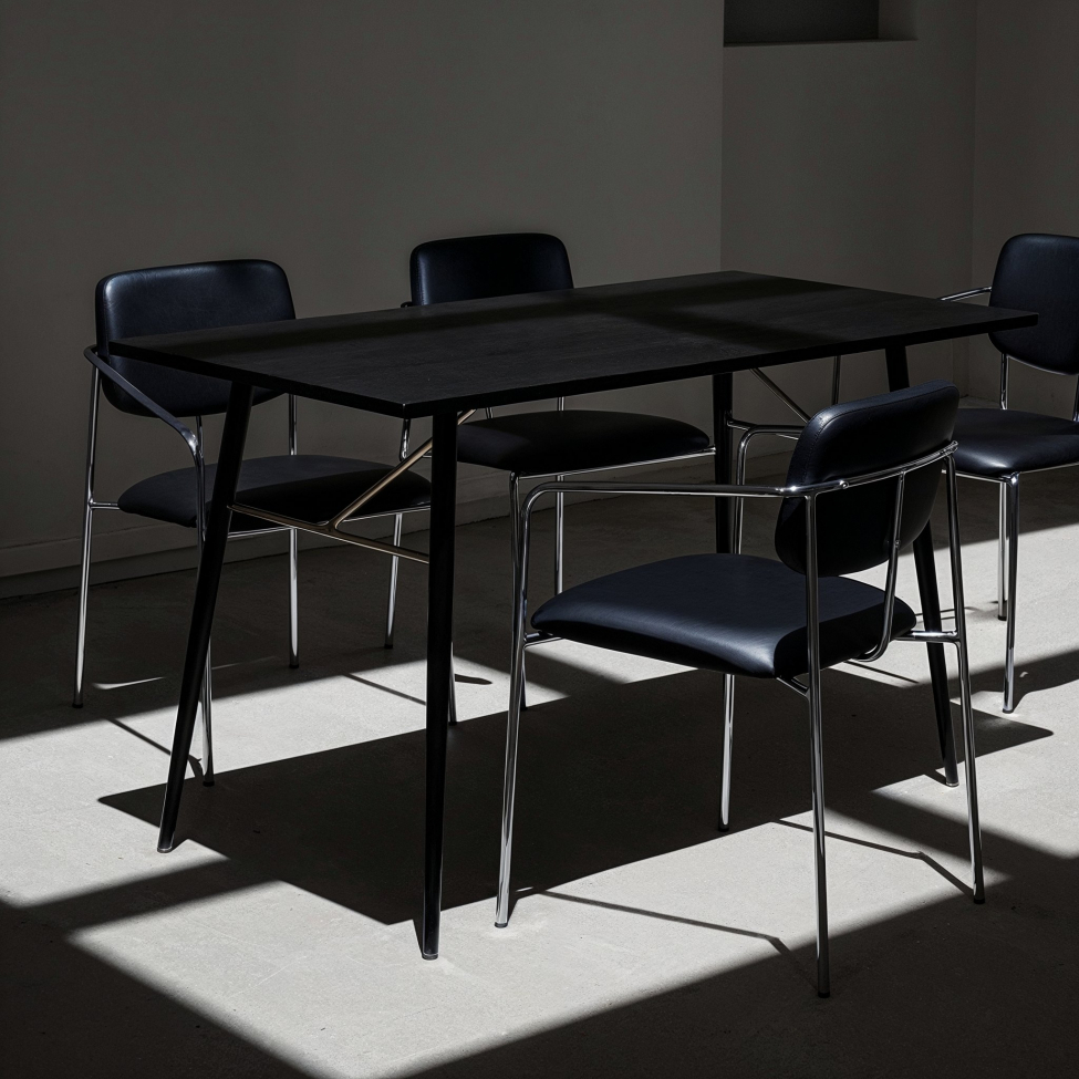 Fotel z podłokietnikami 'Ebba' - Czarny/Srebrny