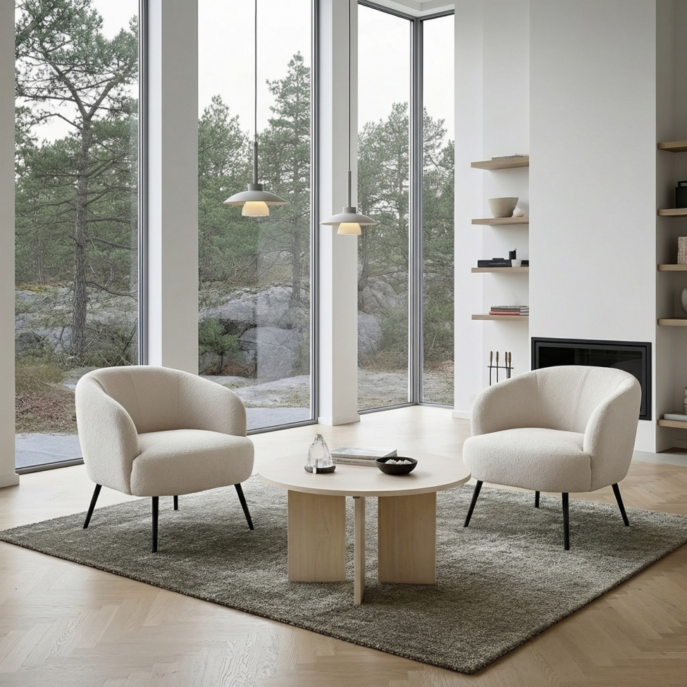 Fotel 'Capri' - Biały/Boucl&eacute;