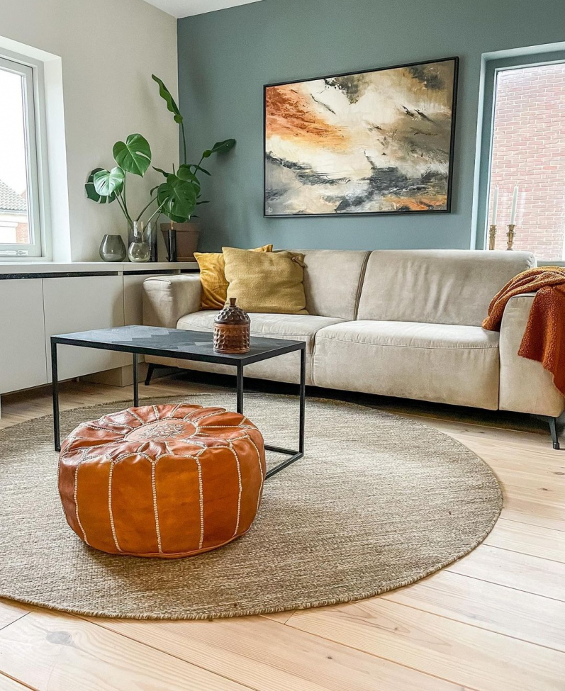 Okrągły dywan 'Dhurry' 120cm - Beżowy