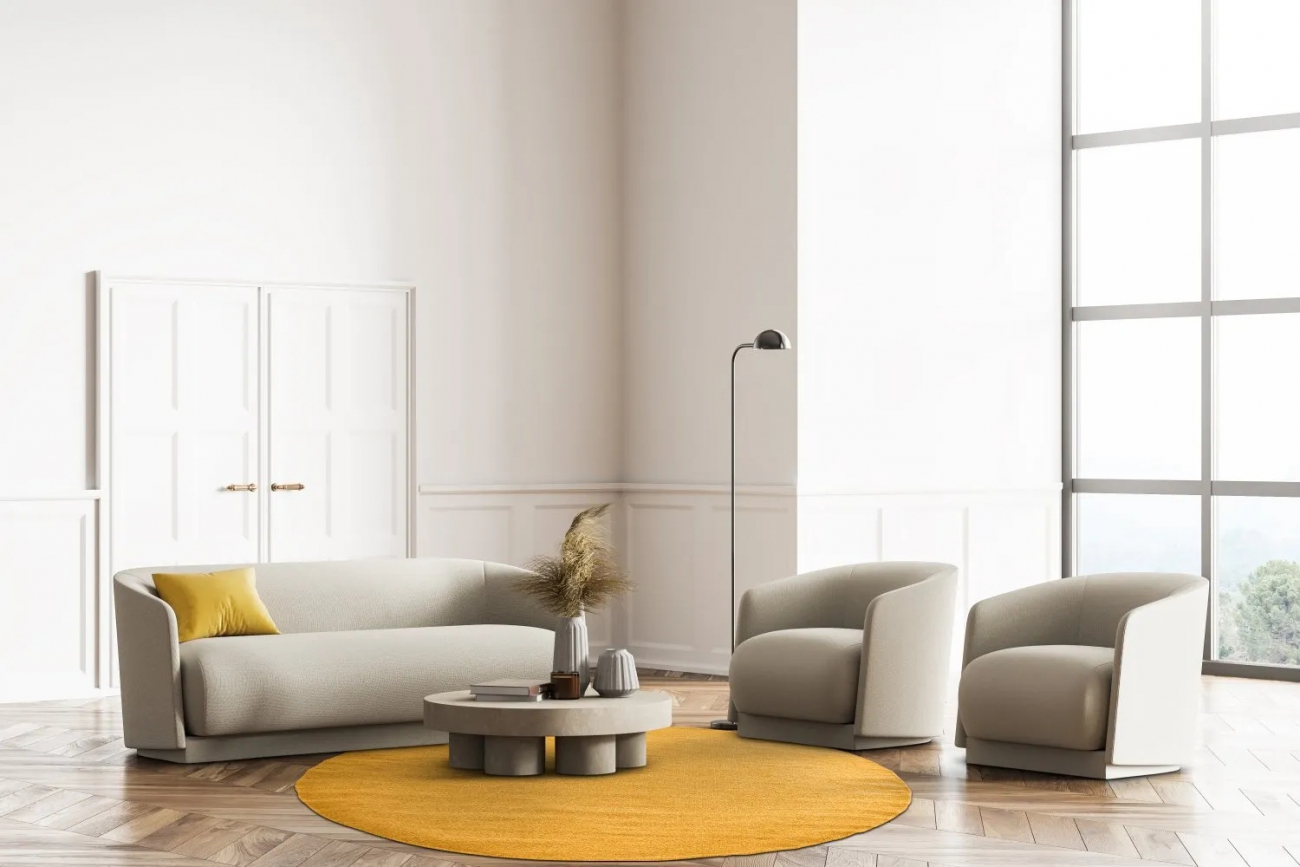 Okrągły dywan 'Hamilton' 120cm - Szafranowy