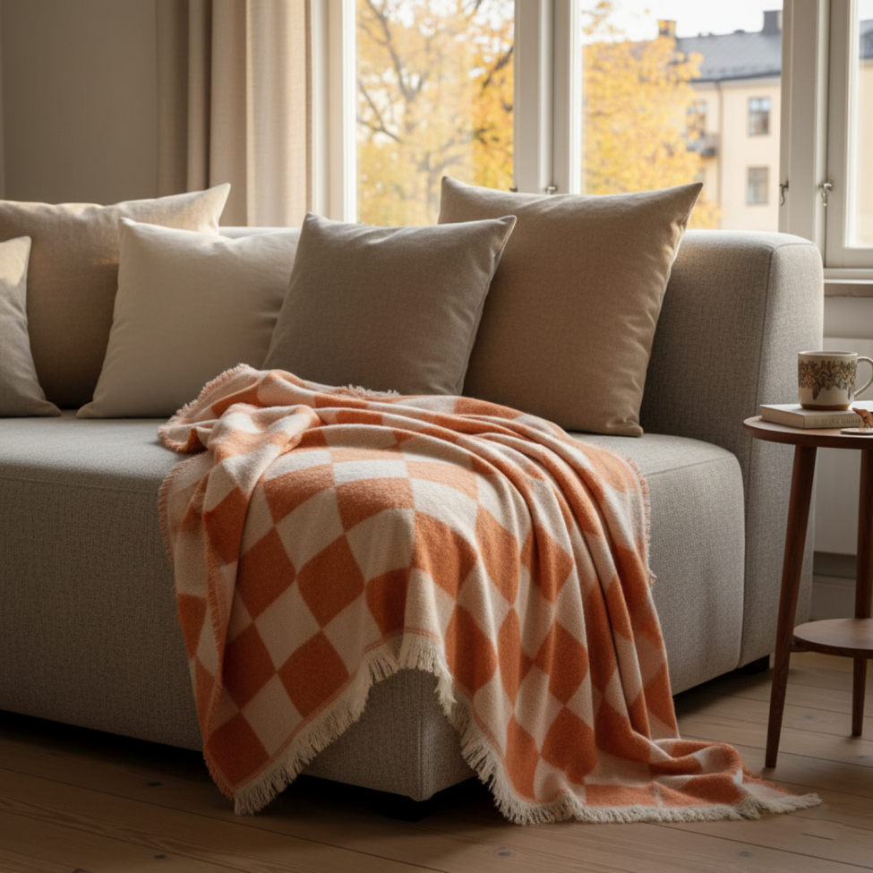 Krata 'Audrey Check' 130x170cm - Różowo-biała