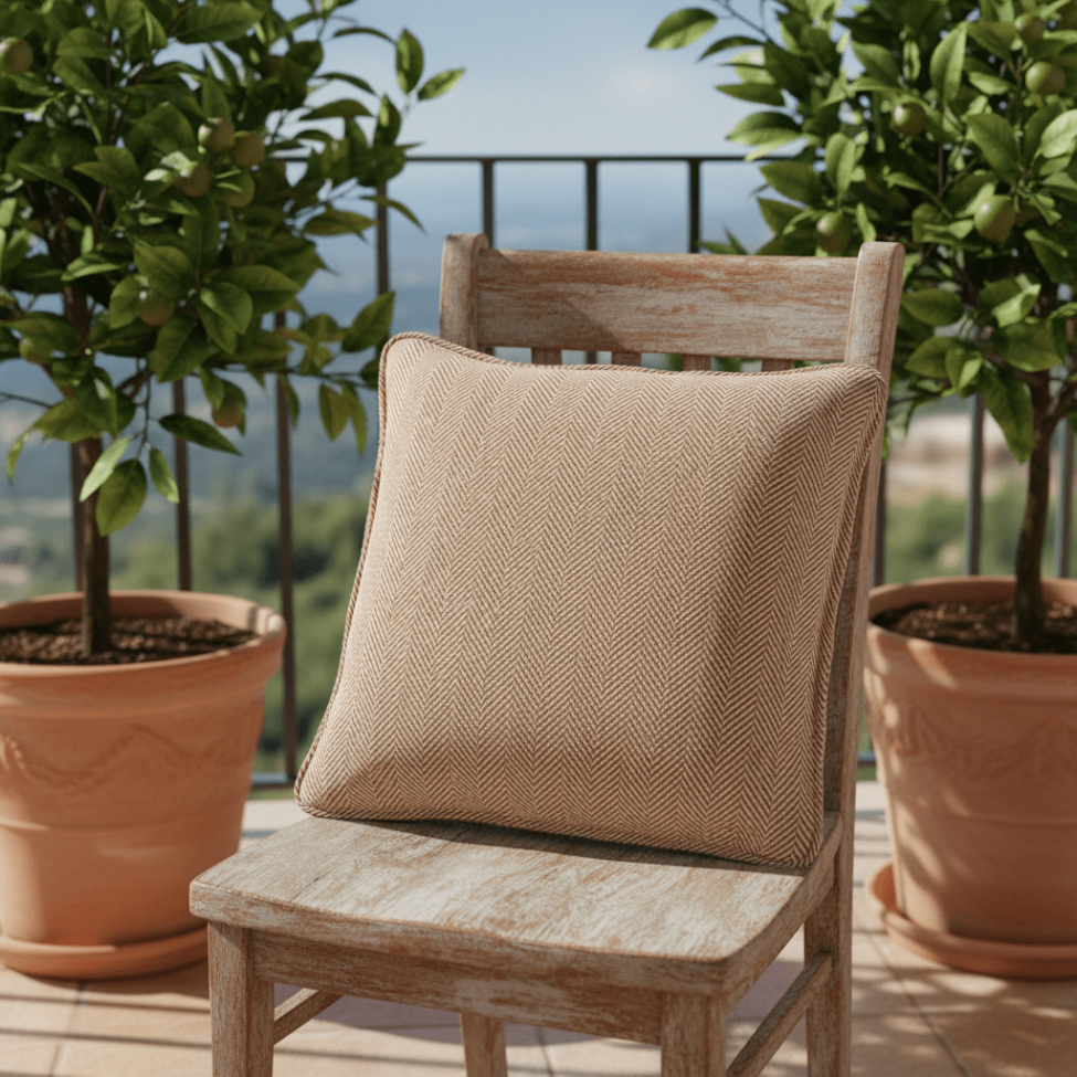 Poszewka na poduszkę 'Denisa Fishbone' 45x45cm - Brązowy/biały