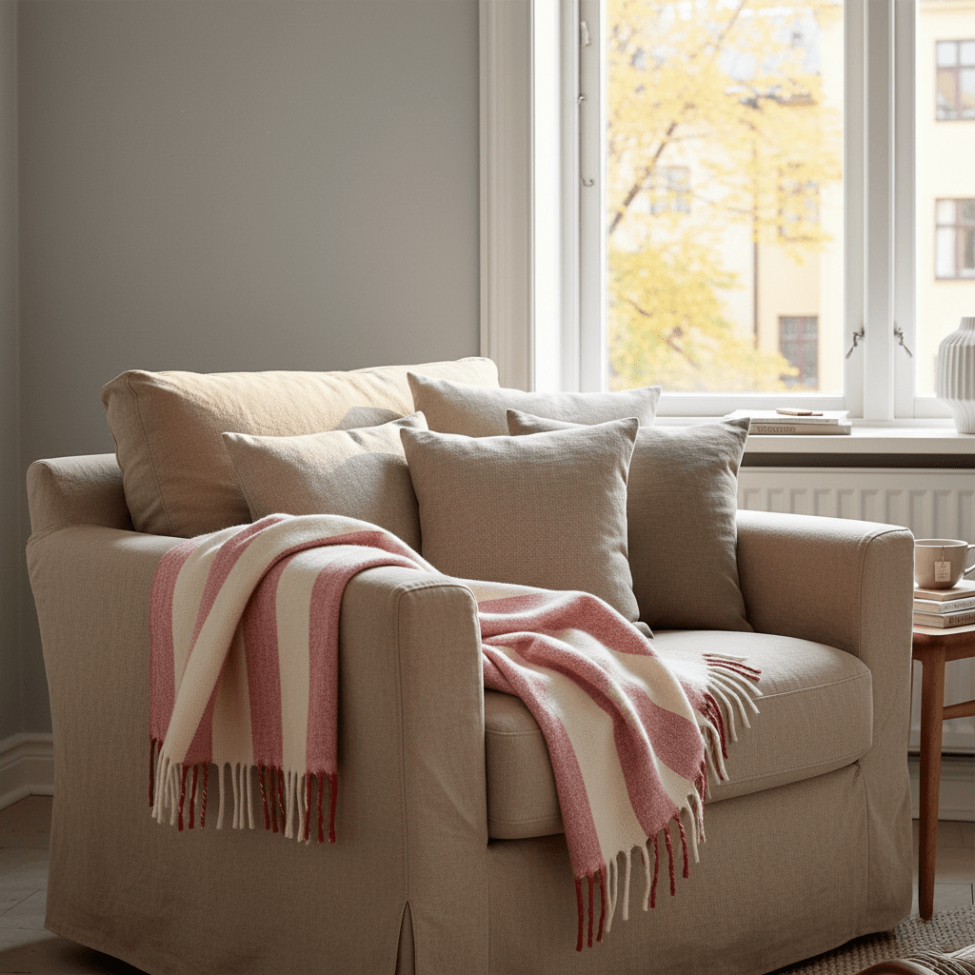 Krata 'Beatriz Stripe' 130x170cm - Czerwono-biała