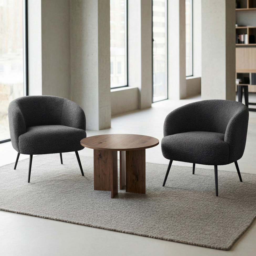 Stolik kawowy 'Créme' Okrągły 75 cm - Orzech