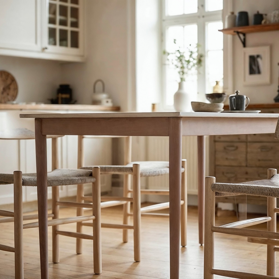 Stół jadalny 'Fager' 135 cm - Biały pigmentowany