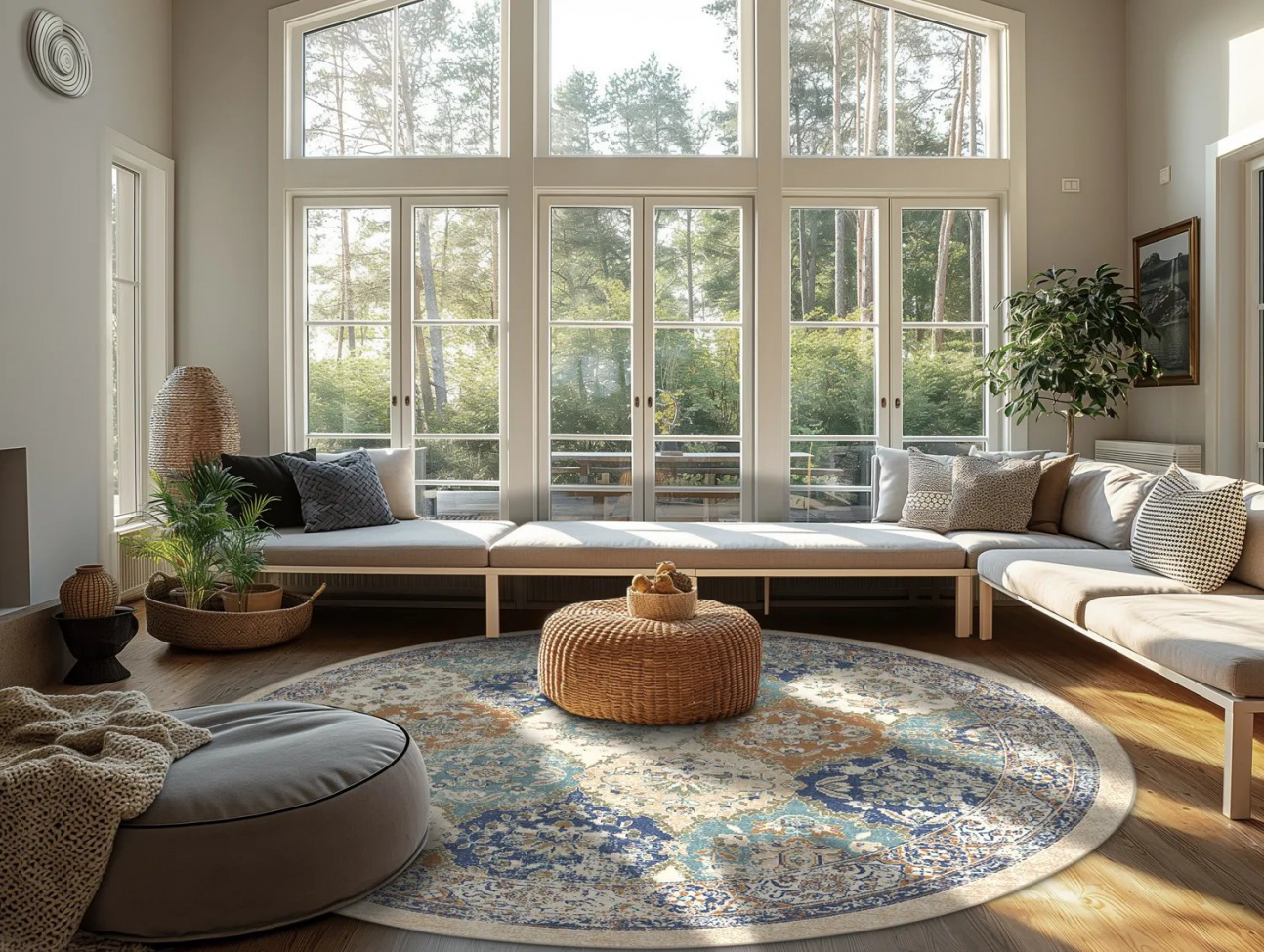 Okrągły dywan 'Bohemia' 290cm - Niebieski/Multi