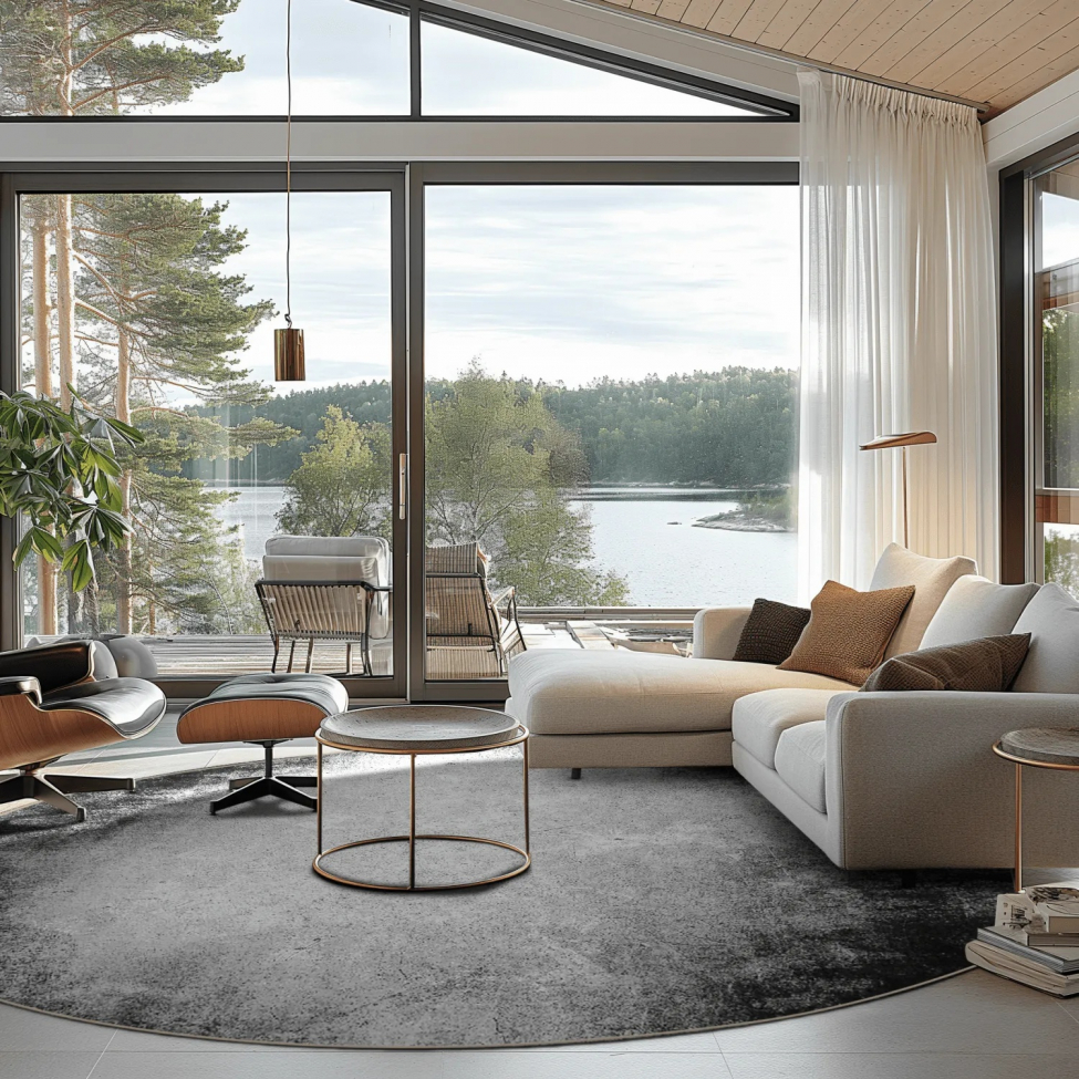 Okrągły dywan 'Megara' 160cm - Szary