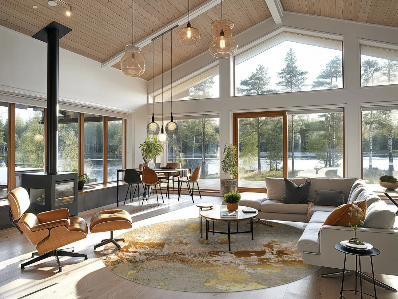 Okrągły dywan 'Elena' 120cm - Beż/Złoto