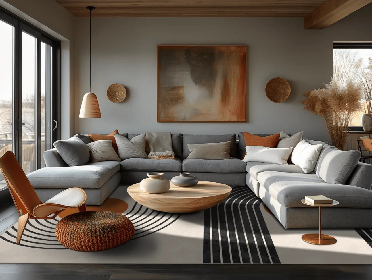 Dywan Wilton 'Moudania' 240x340cm - Beż/Czarny/Pomarańczowy