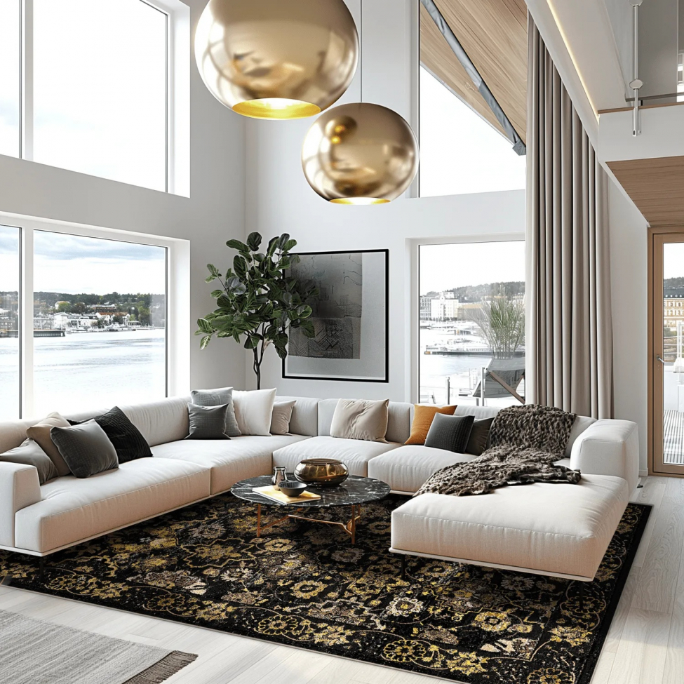 Dywan Wilton 'Fernana' 160x230cm - Czarny/Złoty