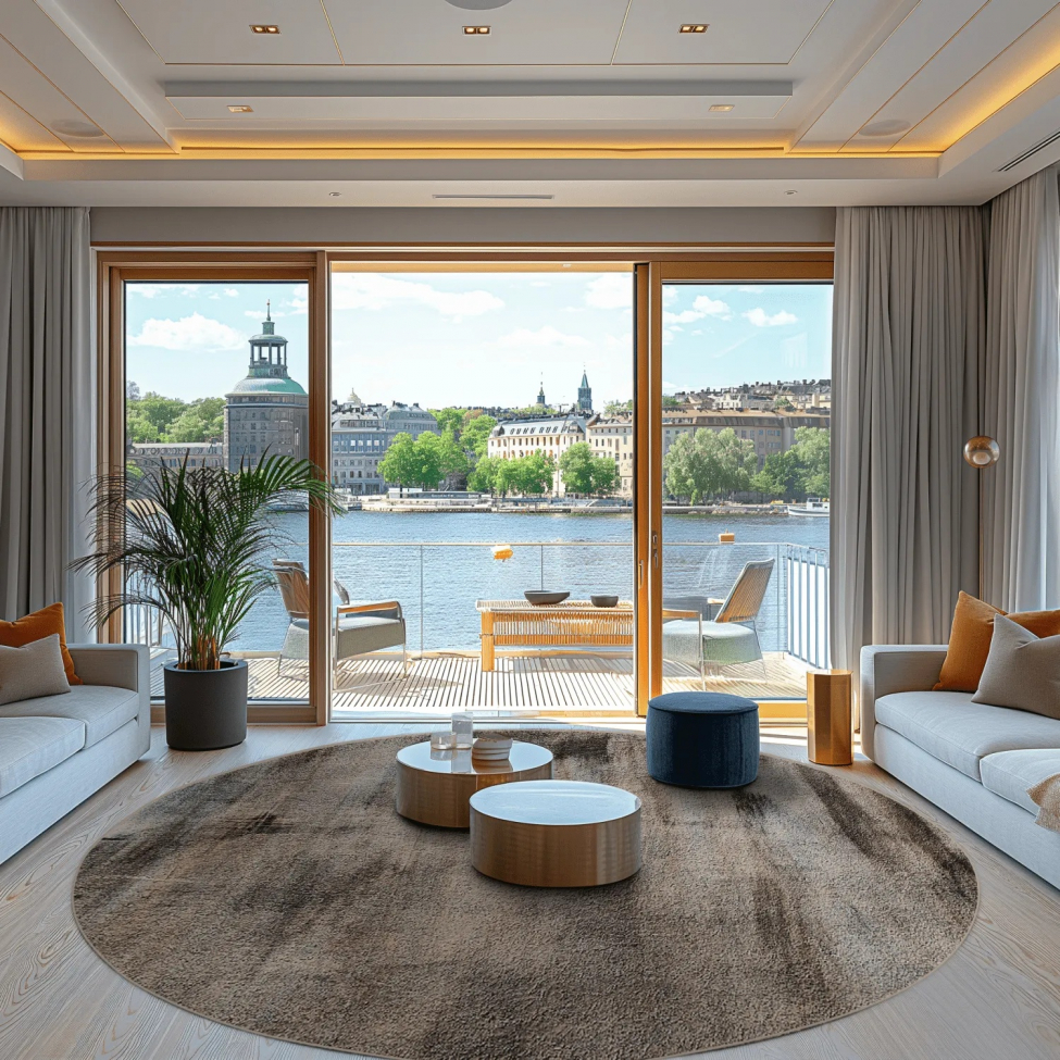 Okrągły dywan 'Polia' 200cm - Szary/Brazowy