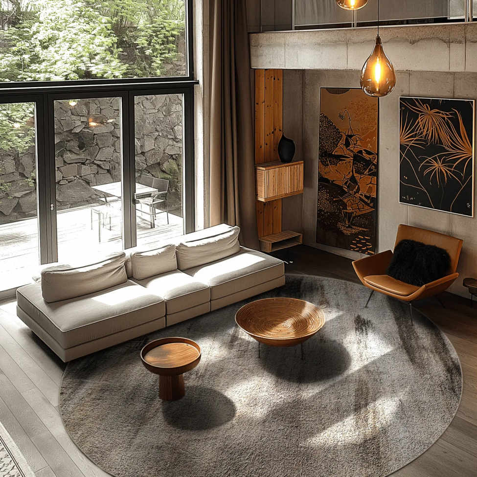 Okrągły dywan 'Polia' 200cm - Szary/Brazowy