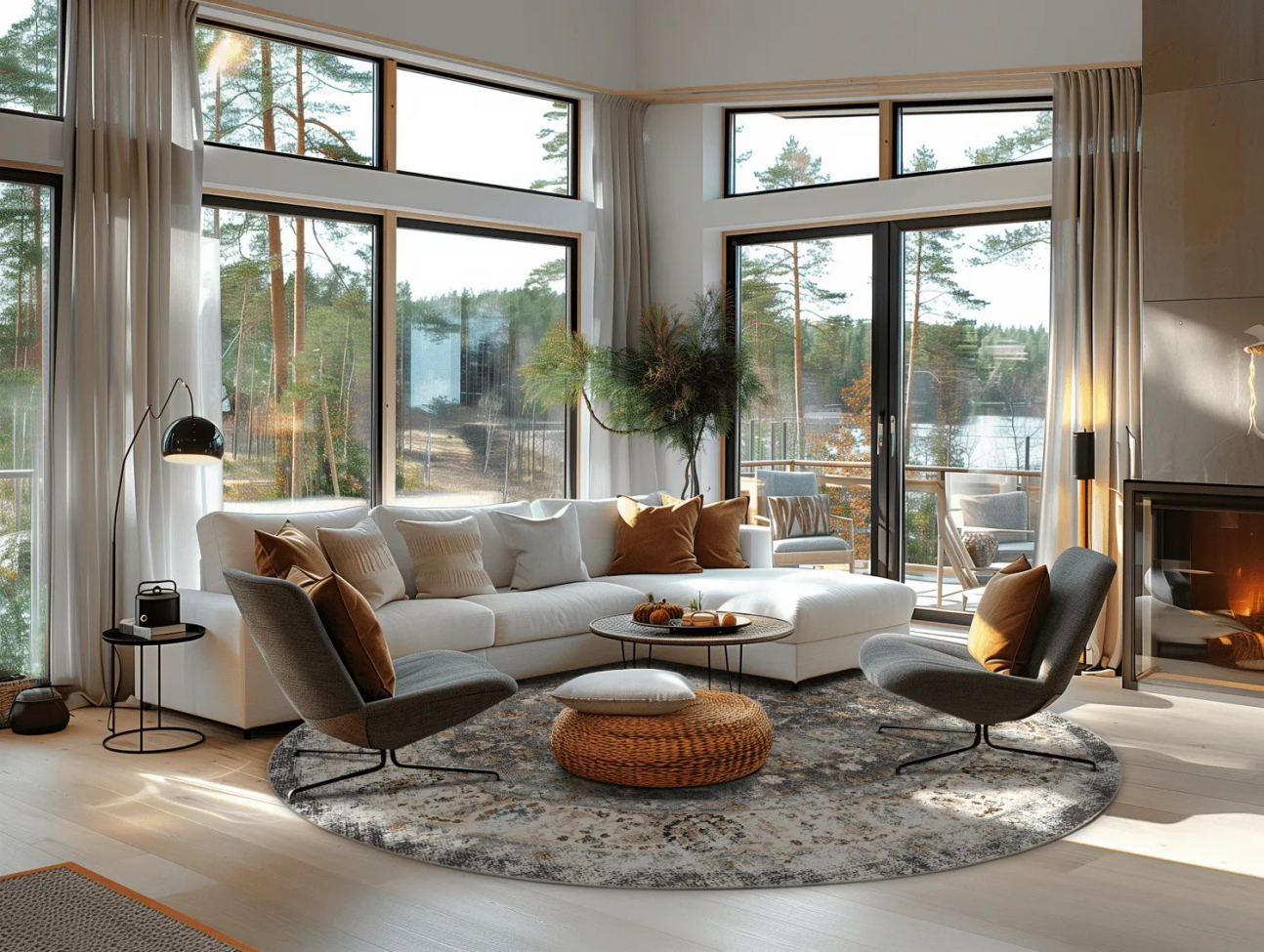 Okrągły dywan 'Bouhjar' 200cm - Szary/Multi