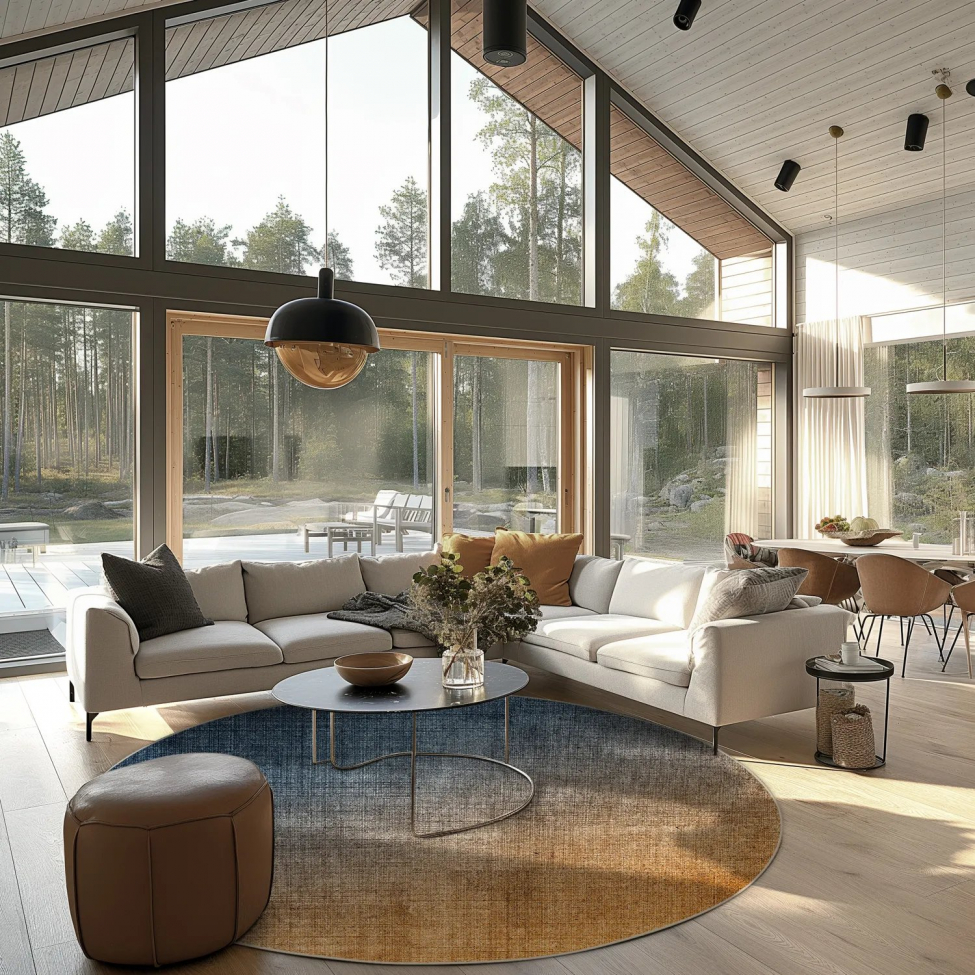 Okrągły dywan 'Librilla' 160cm - Brązowy/Niebieski