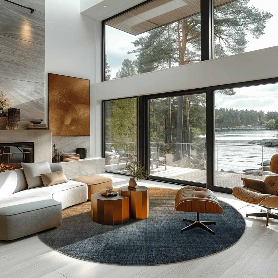 Okrągły dywan 'Librilla' 160cm - Brązowy/Niebieski