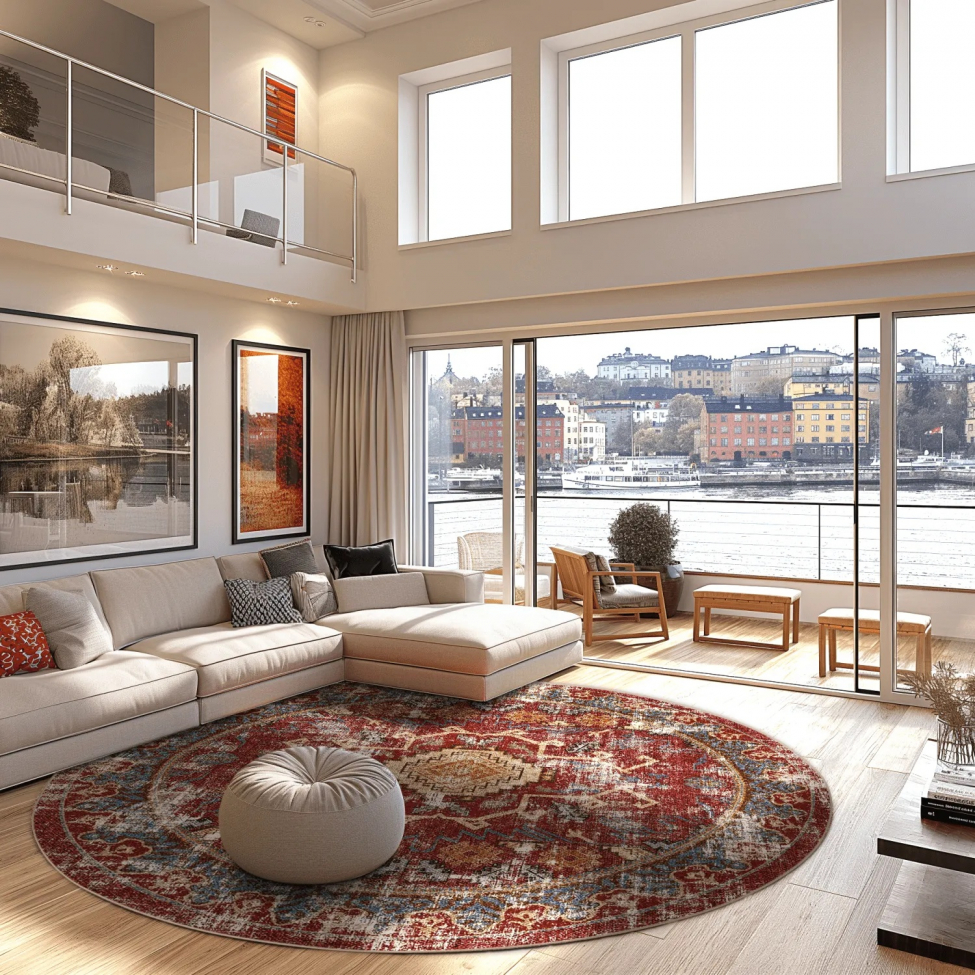 Okrągły dywan 'Idri' 160cm - Czerwony/Multi