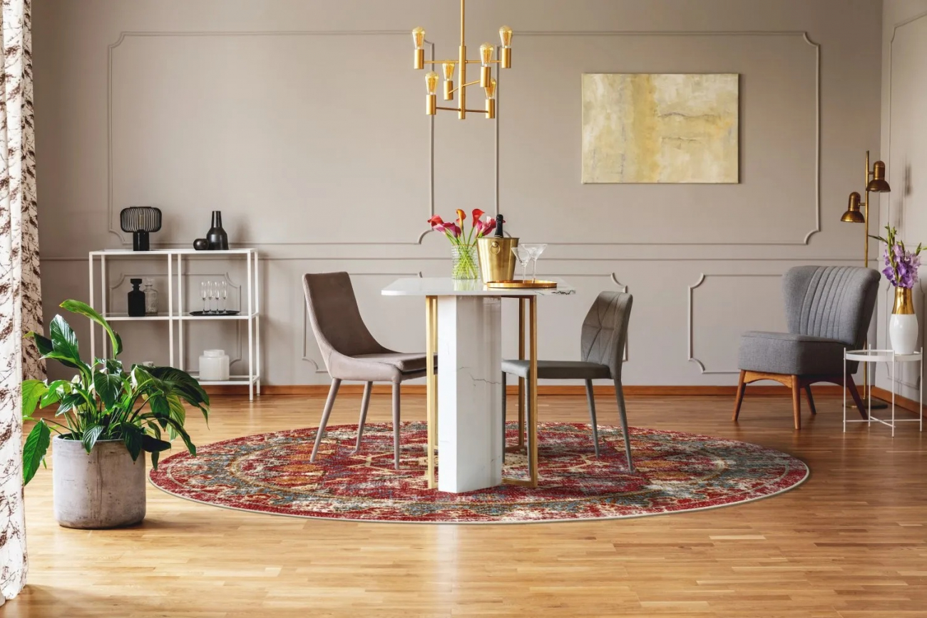 Okrągły dywan 'Idri' 240cm - Czerwony/Multi