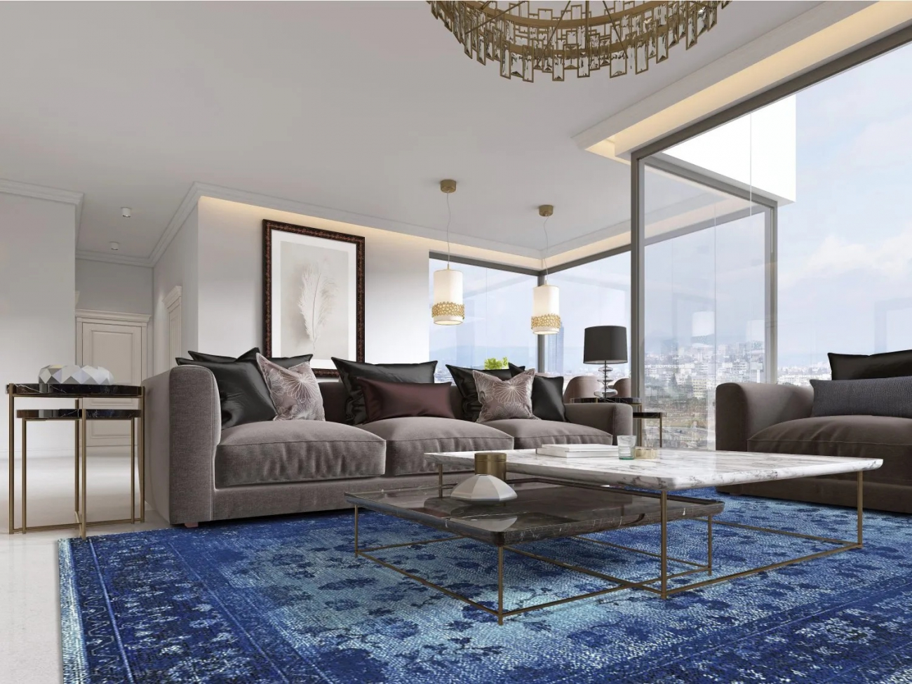 Dywan Wilton 'Gombalia' 240x340cm - Niebieski