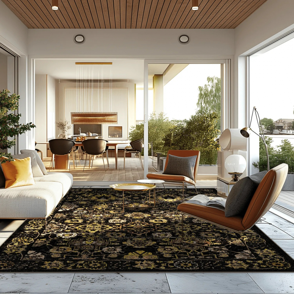 Dywan Wilton 'Fernana' 80x250cm - Czarny/Złoty