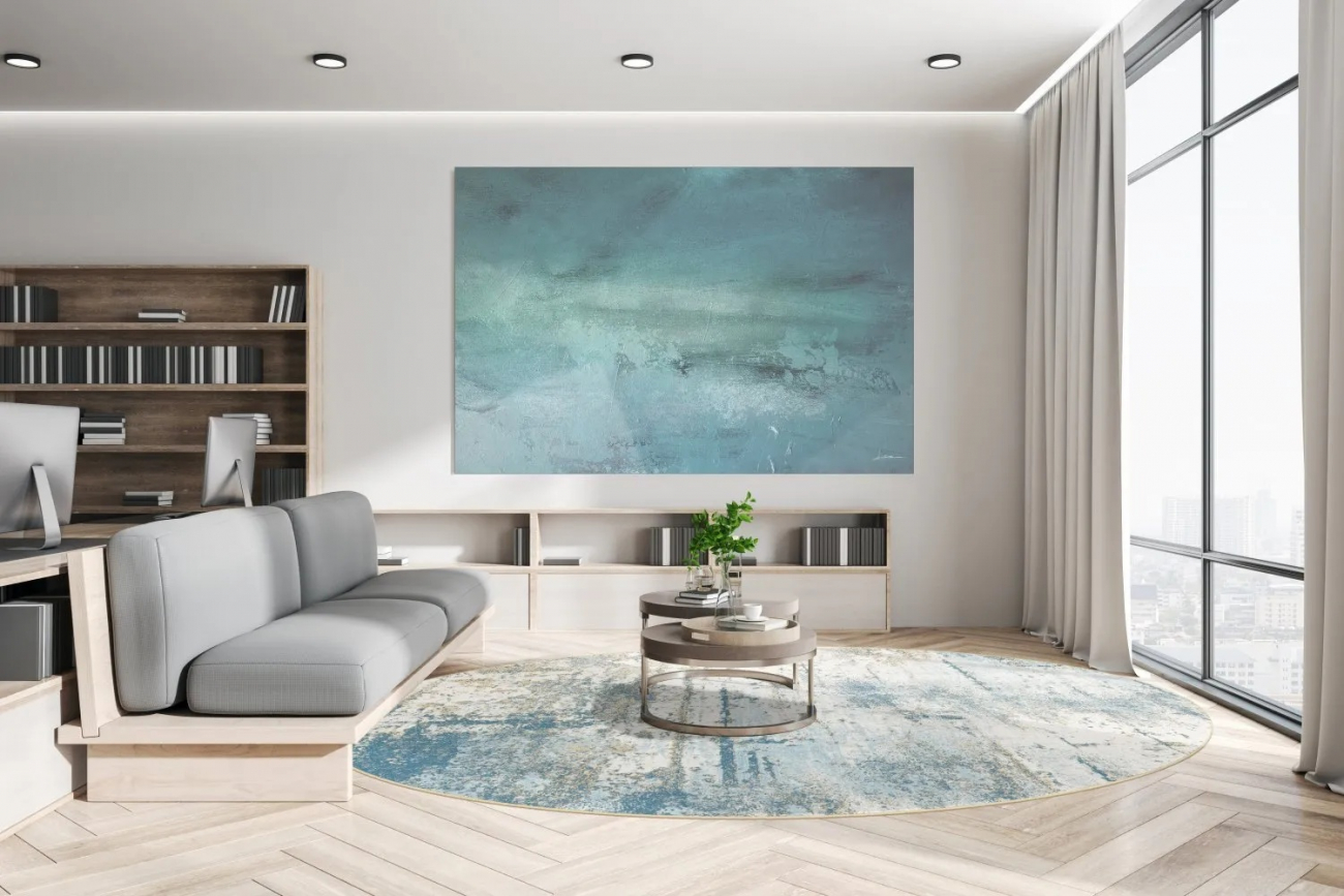 Okrągły dywan 'Kebira' 240cm - Niebieski