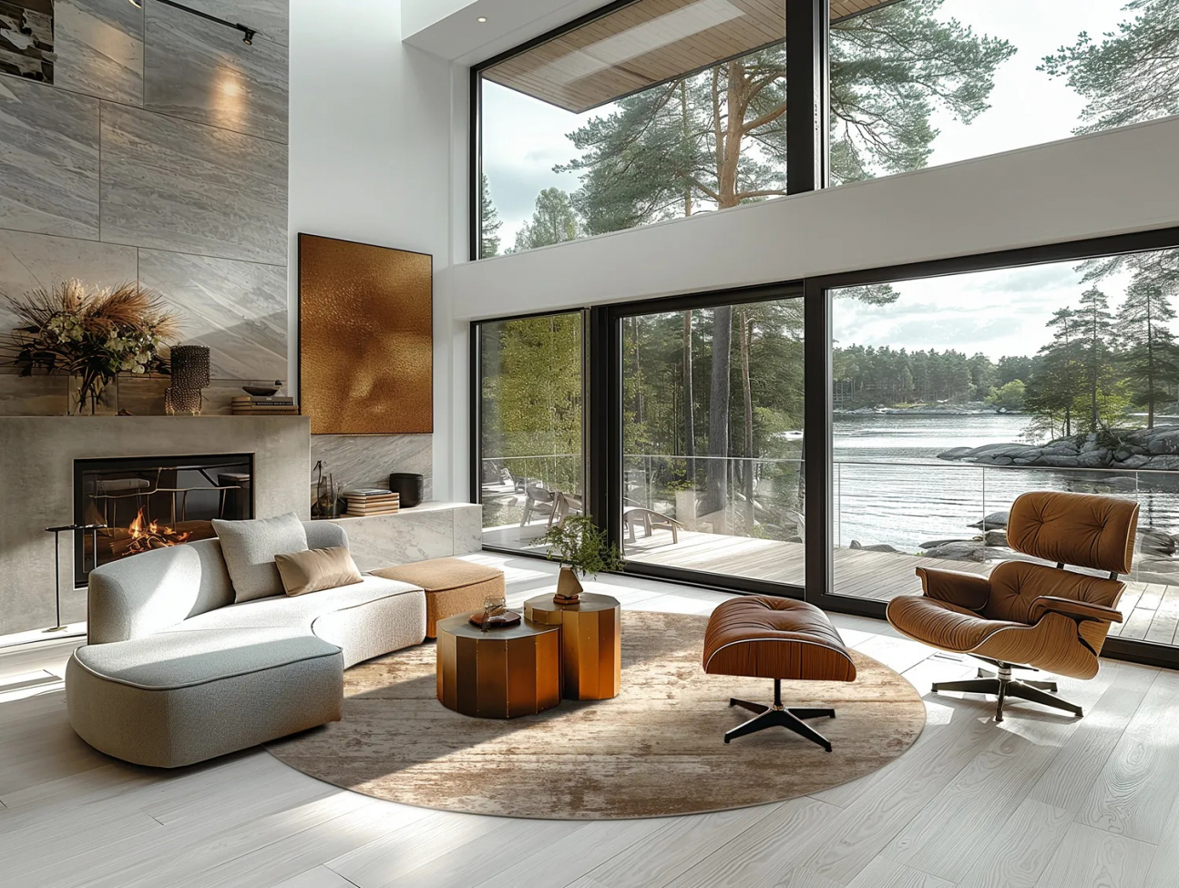 Okrągły dywan 'Kebira' 120cm - Beżowy