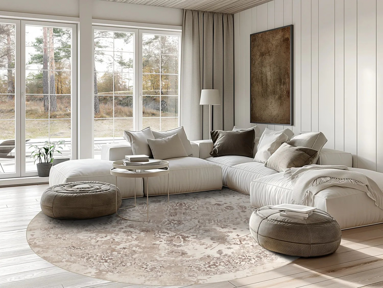 Okrągły dywan 'Mateur' 160cm - Beżowy