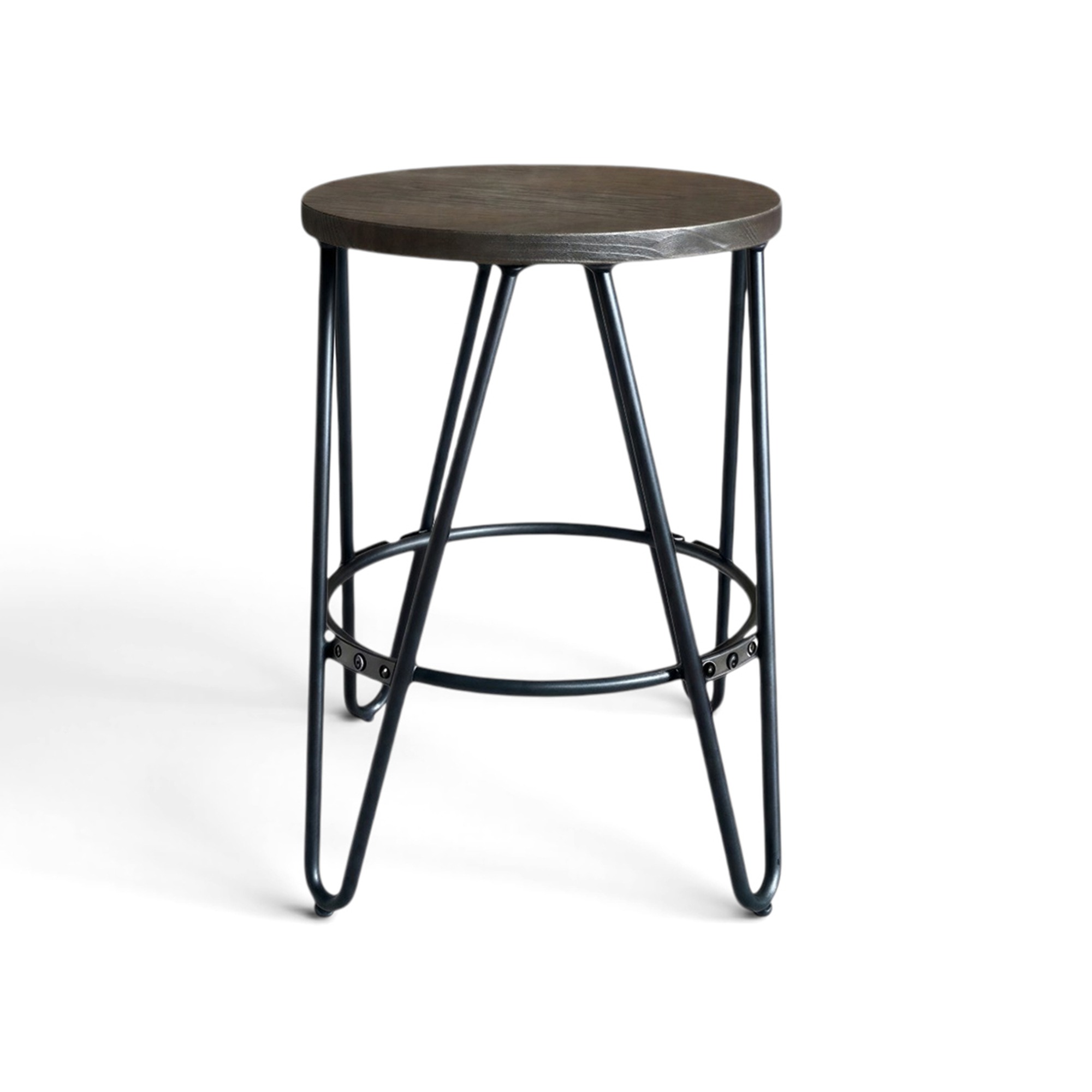 Stołek 'Rustic' 45cm - Drewno/Stal