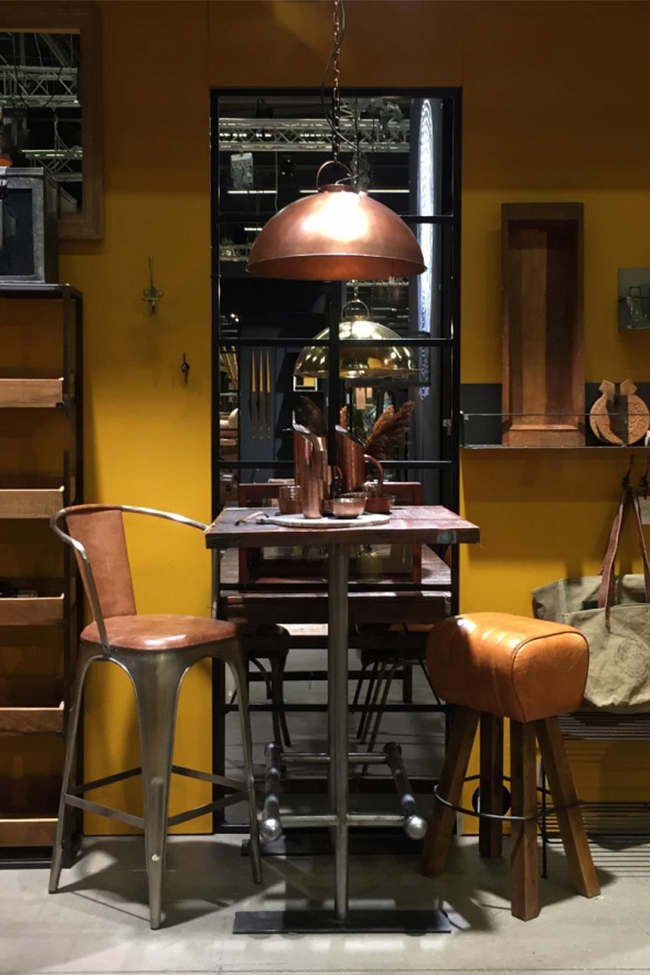 Lampa fabryczna vintage 'Thormann' - Miedź