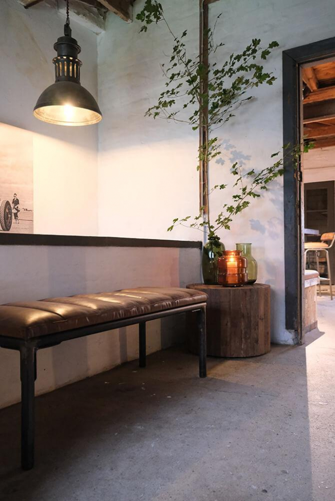 Ławka 'Sean' - Skóra/Żelazo