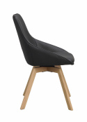 Krzesło \'Alison\' Skórzane - Czarny/dąb