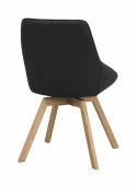 Krzesło \'Alison\' Skórzane - Czarny/dąb