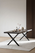 Stół \'Brooklyn\' 220x95cm - Ciemnobrązowy/Nogi X