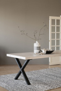 Stół jadalny \'Brooklyn\' 220x95cm - Białe pigmentowane/Czarny X-noga